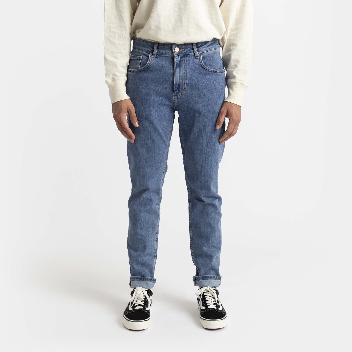 Stone Washed Blue Loose Jeans